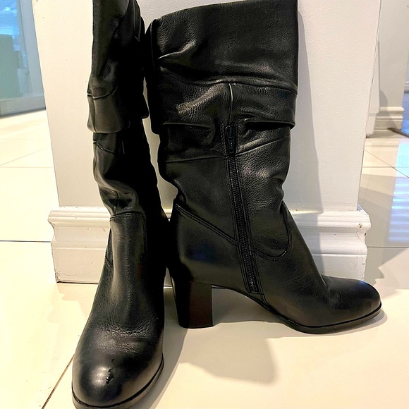 Naturalizer women black Lamont leather boots with side zip closure, size 7 M - Picture 1 of 10